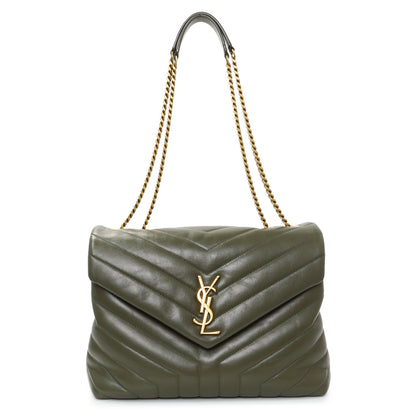 Exclusive Saint Laurent Calfskin Y Quilted Monogram Medium Loulou Chain Satchel — Front View