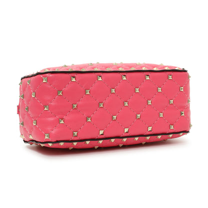 Exclusive Valentino Pink Nappa Rockstud Spike Camera Bag — Back View