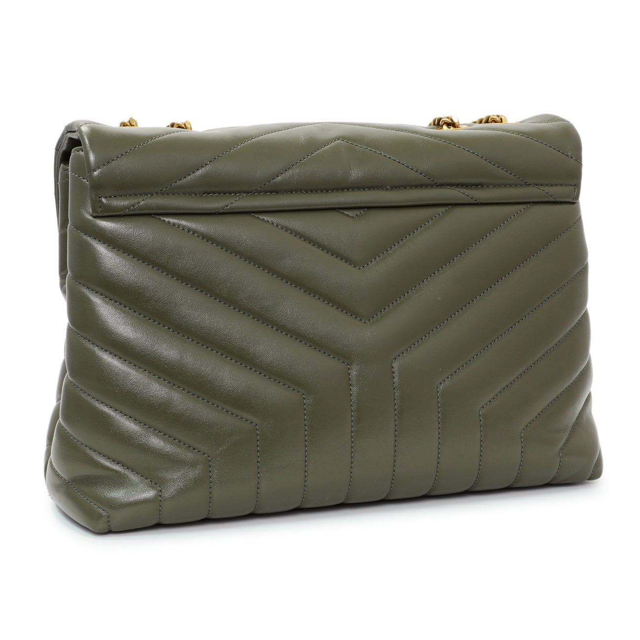 Exclusive Saint Laurent Calfskin Y Quilted Monogram Medium Loulou Chain Satchel — Side View