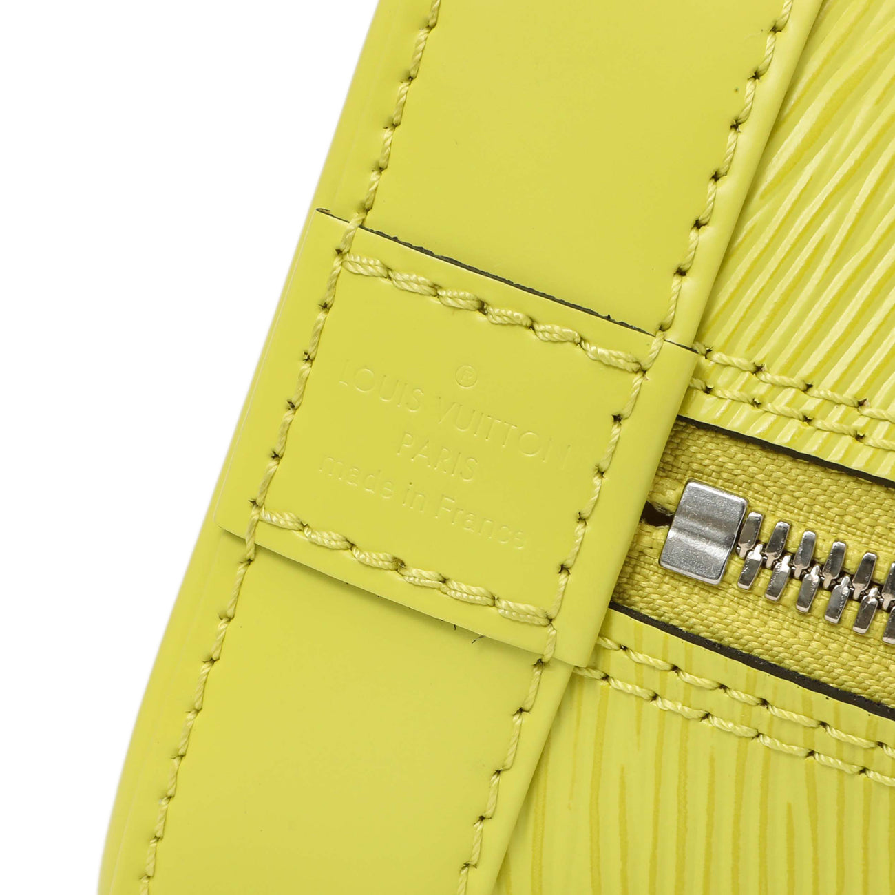 Exclusive Louis Vuitton Yellow Citron Epi Jacquard Alma BB — Detail View