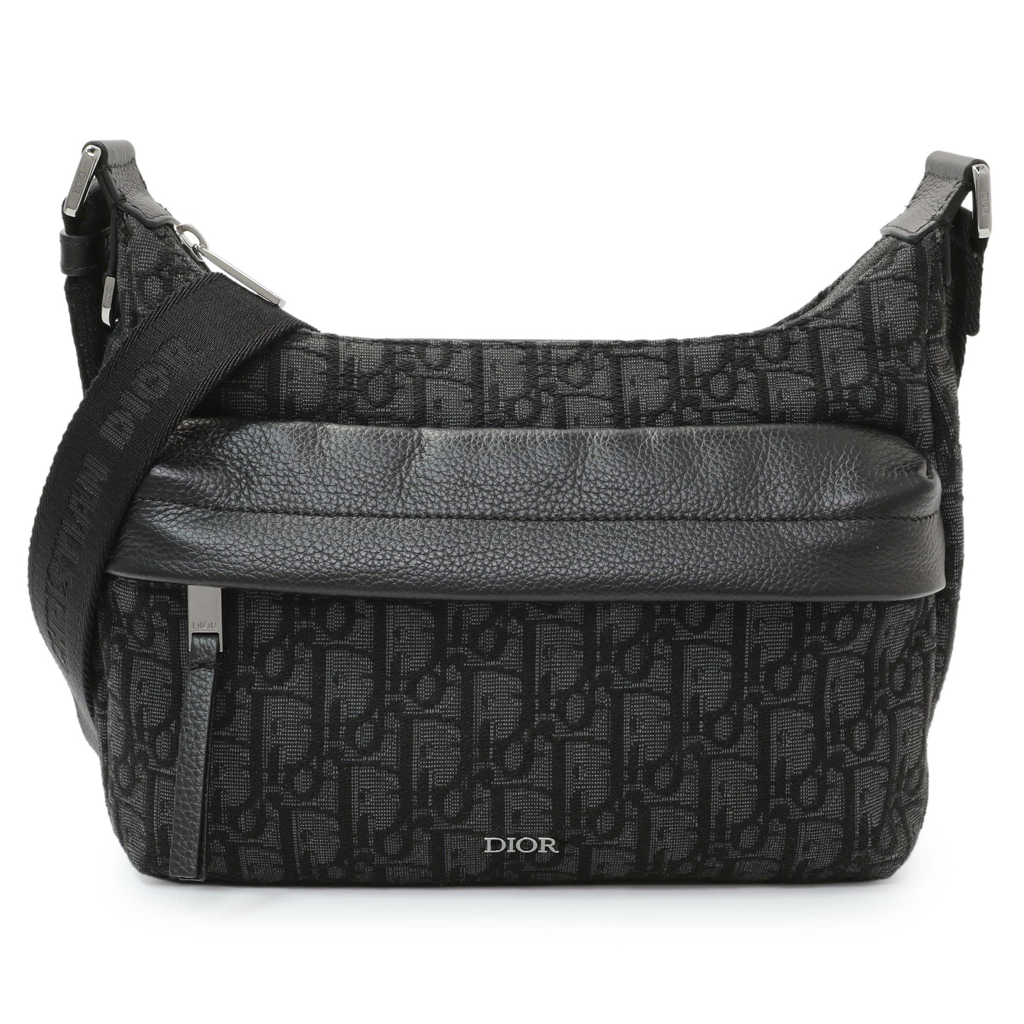 Exclusive Christian Dior Black Small Rider Soft Hobo Bag — Front View