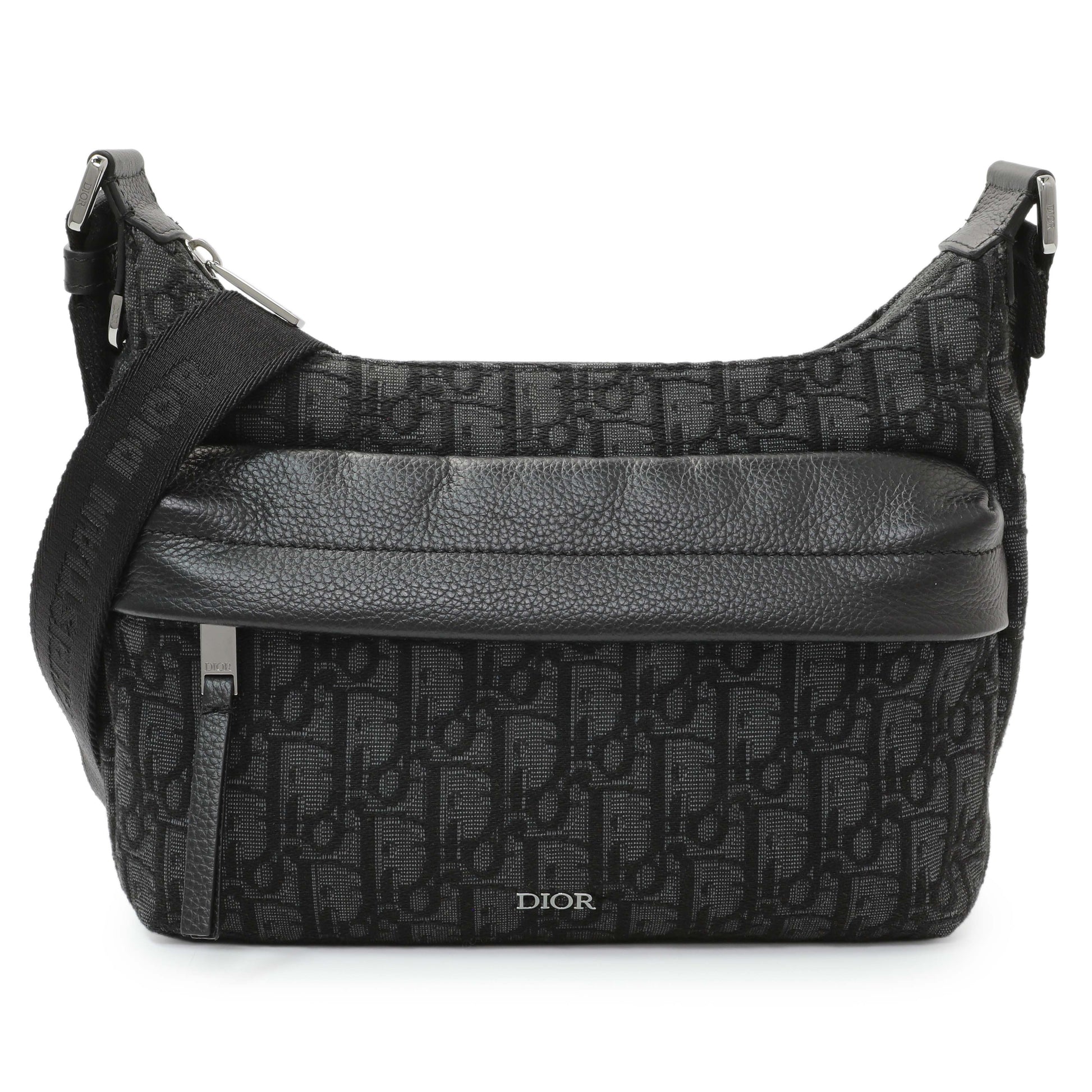 Exclusive Christian Dior Black Small Rider Soft Hobo Bag — Front View