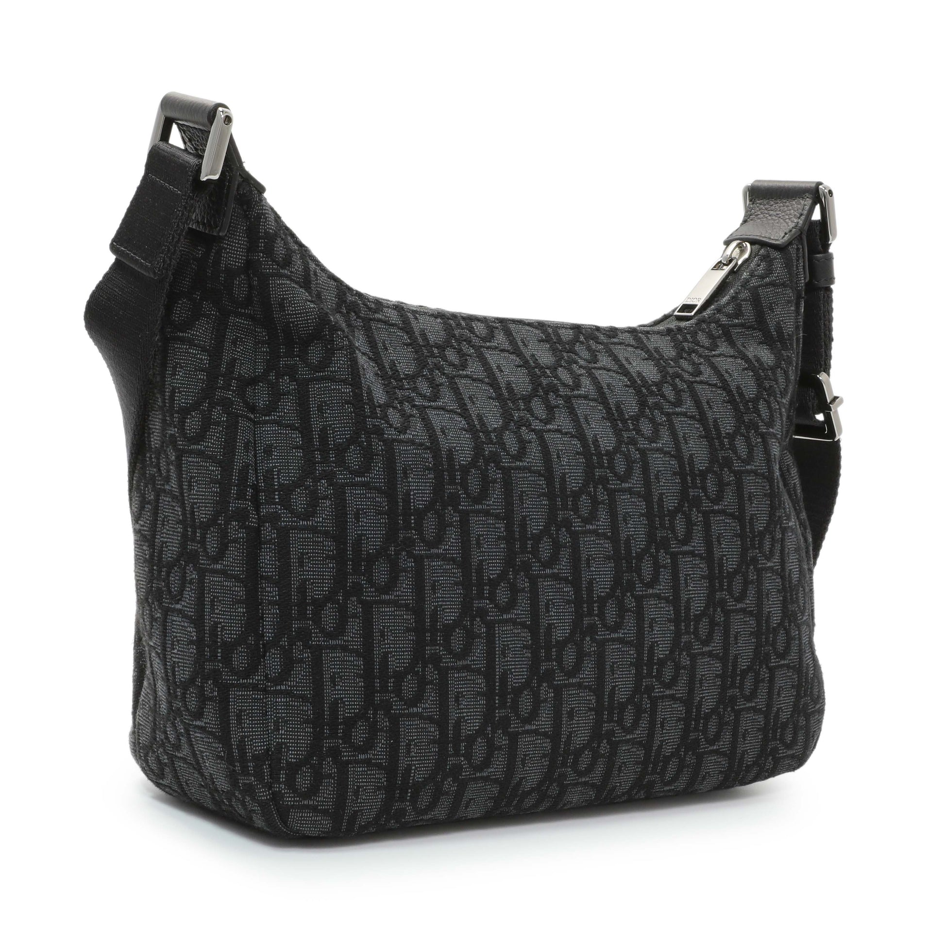 Exclusive Christian Dior Black Small Rider Soft Hobo Bag — Side View