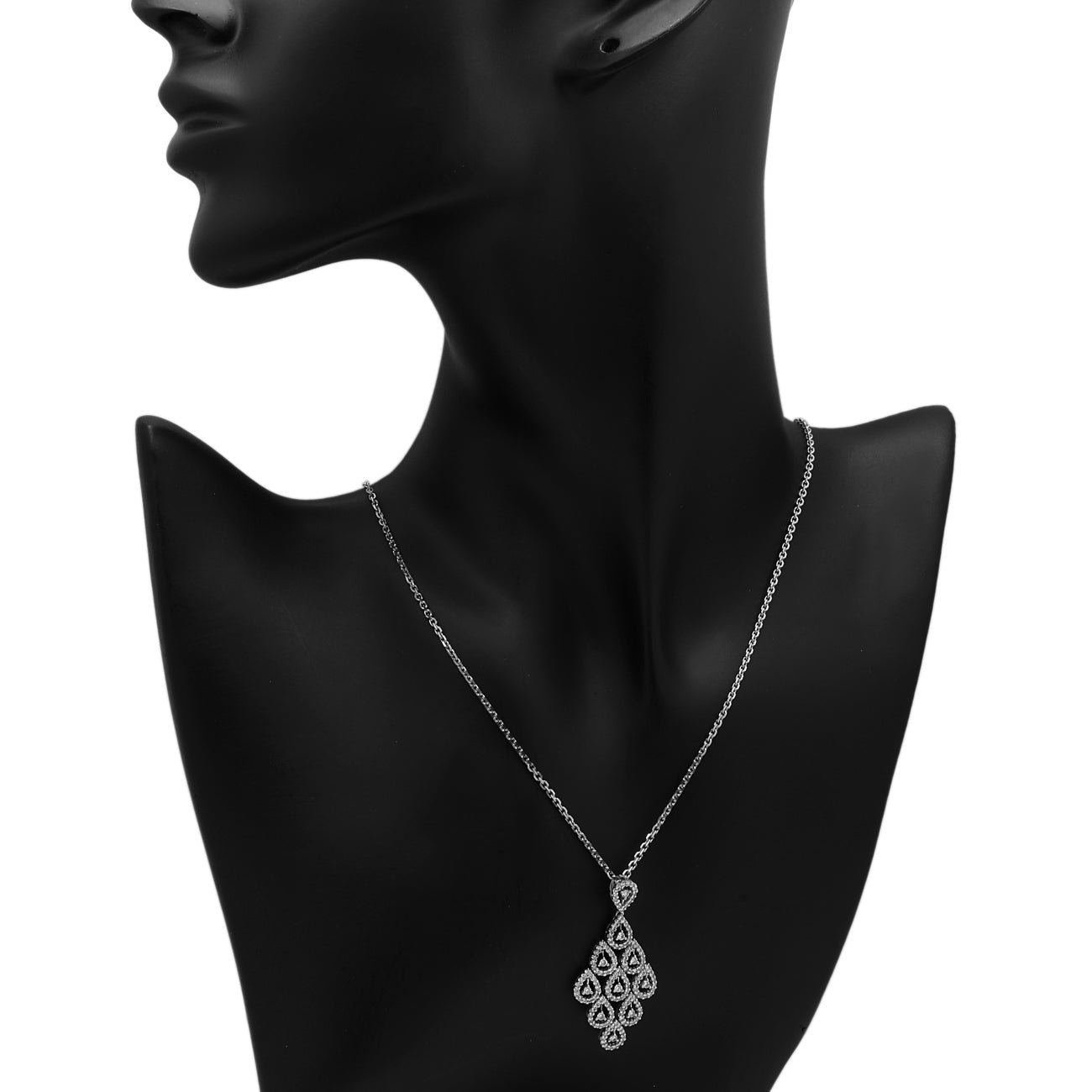 Exclusive 18K White Gold 0.95 Carat Diamond Pendant — Back View