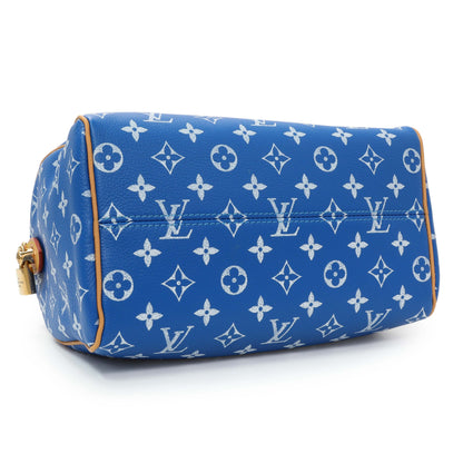 Exclusive Louis Vuitton Blue Soft Calfskin Monogram Speedy P9 Bandouliere 25 — Back View