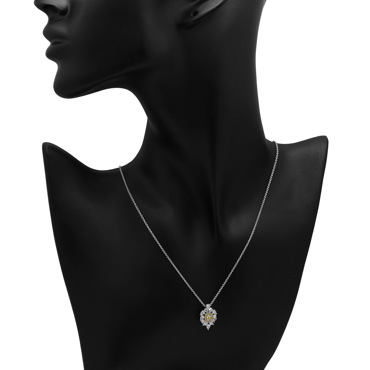 Exclusive 18K White Gold 0.26 Carat Fancy Light Yellow Diamond Pendant — Back View