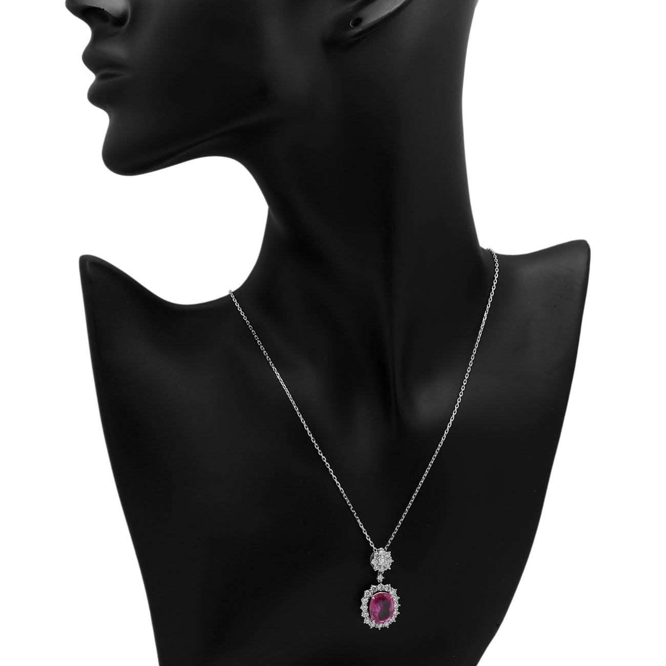Exclusive 18K White Gold 5.02 Carat Pink Sapphire Pendant — Back View