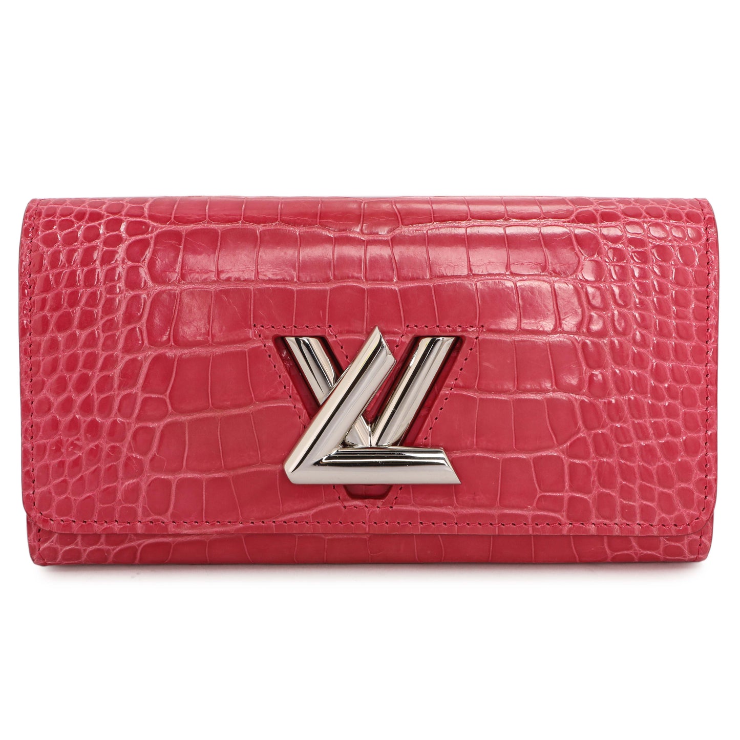 Exclusive Louis Vuitton Pink Alligator Twist Wallet — Front View