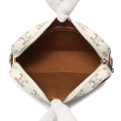 Exclusive Celine White Triomphe Canvas Small Messenger — Top View