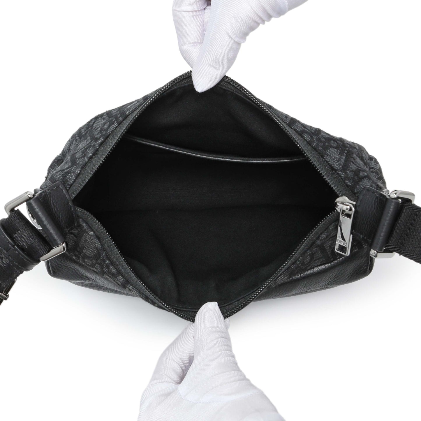 Exclusive Christian Dior Black Small Rider Soft Hobo Bag — Top View