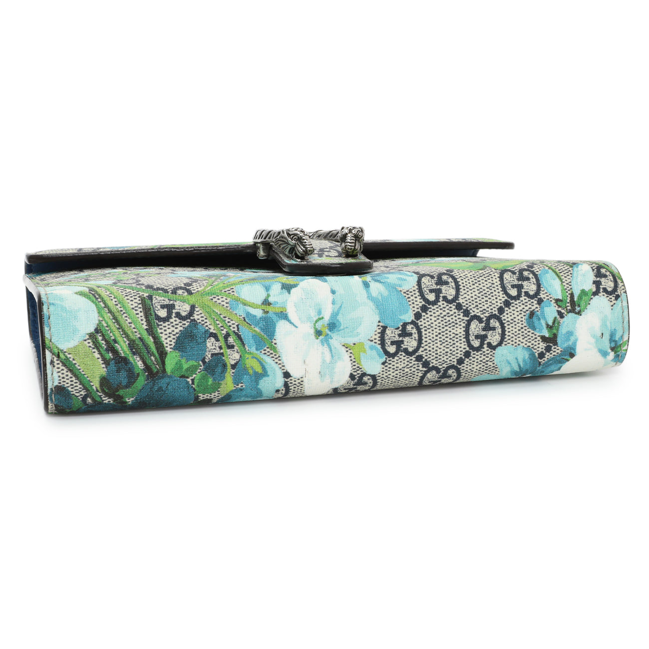 Exclusive Gucci GG Supreme Monogram Blooms Mini Dionysus Chain Wallet — Back View