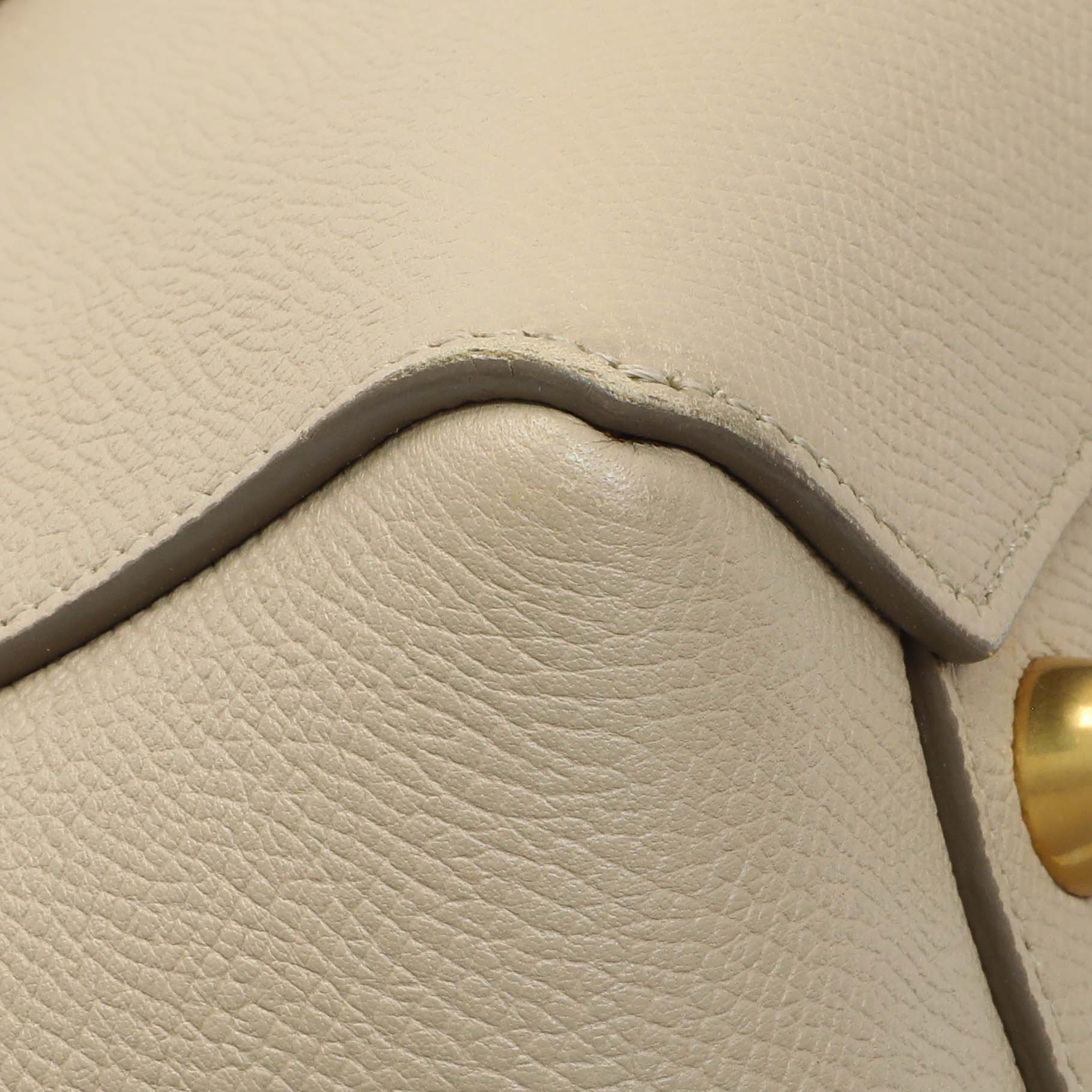 Exclusive Celine Taupe Grained Calfskin Mini Belt Bag — Top View