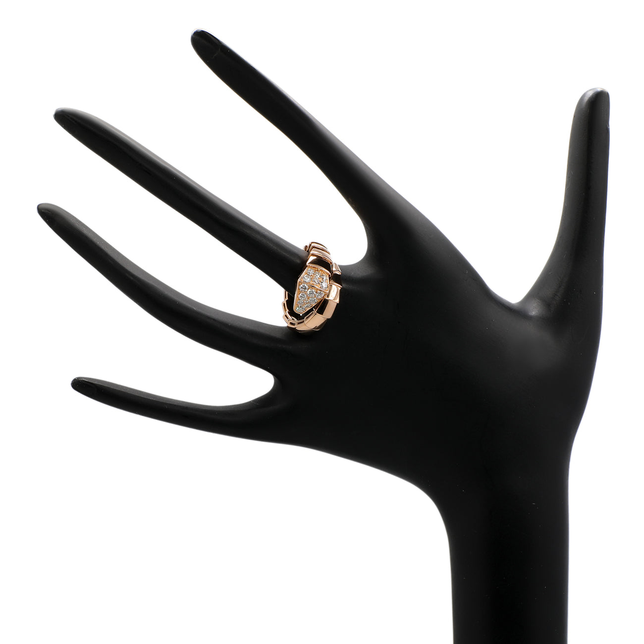 Exclusive Bulgari 18K Rose Gold Diamond Serpenti Viper Ring — Back View