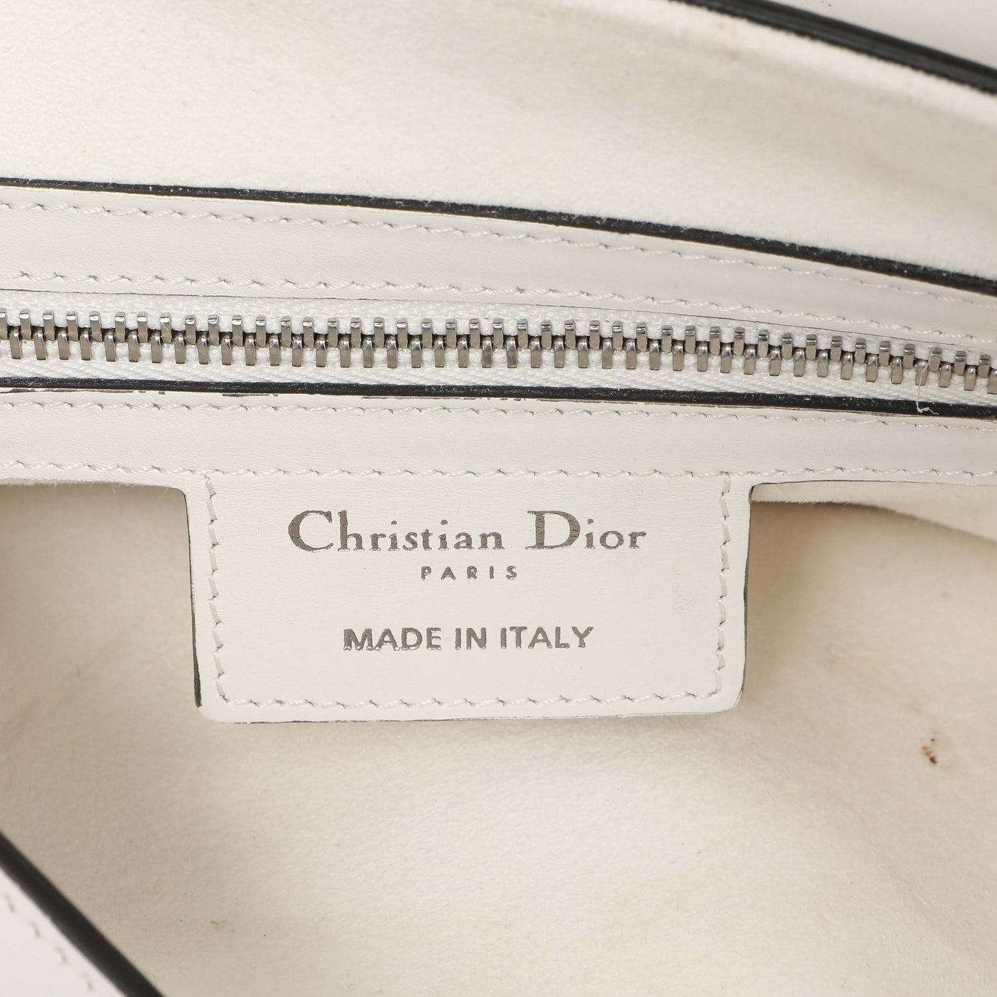 Exclusive Christian Dior White Calfskin Saddle Bag — Detail View
