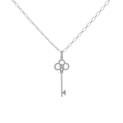 Exclusive Tiffany & Co. 18K White Gold Diamond 1.5" Crown Key Pendant — Front View