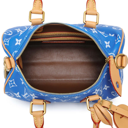 Exclusive Louis Vuitton Blue Soft Calfskin Monogram Speedy P9 Bandouliere 25 — Top View