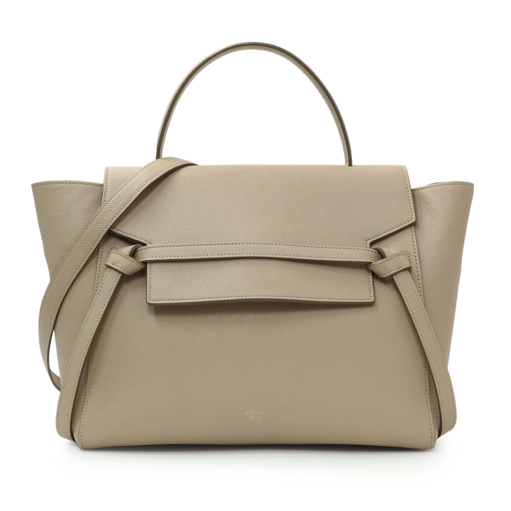 Exclusive Celine Taupe Grained Calfskin Mini Belt Bag — Front View