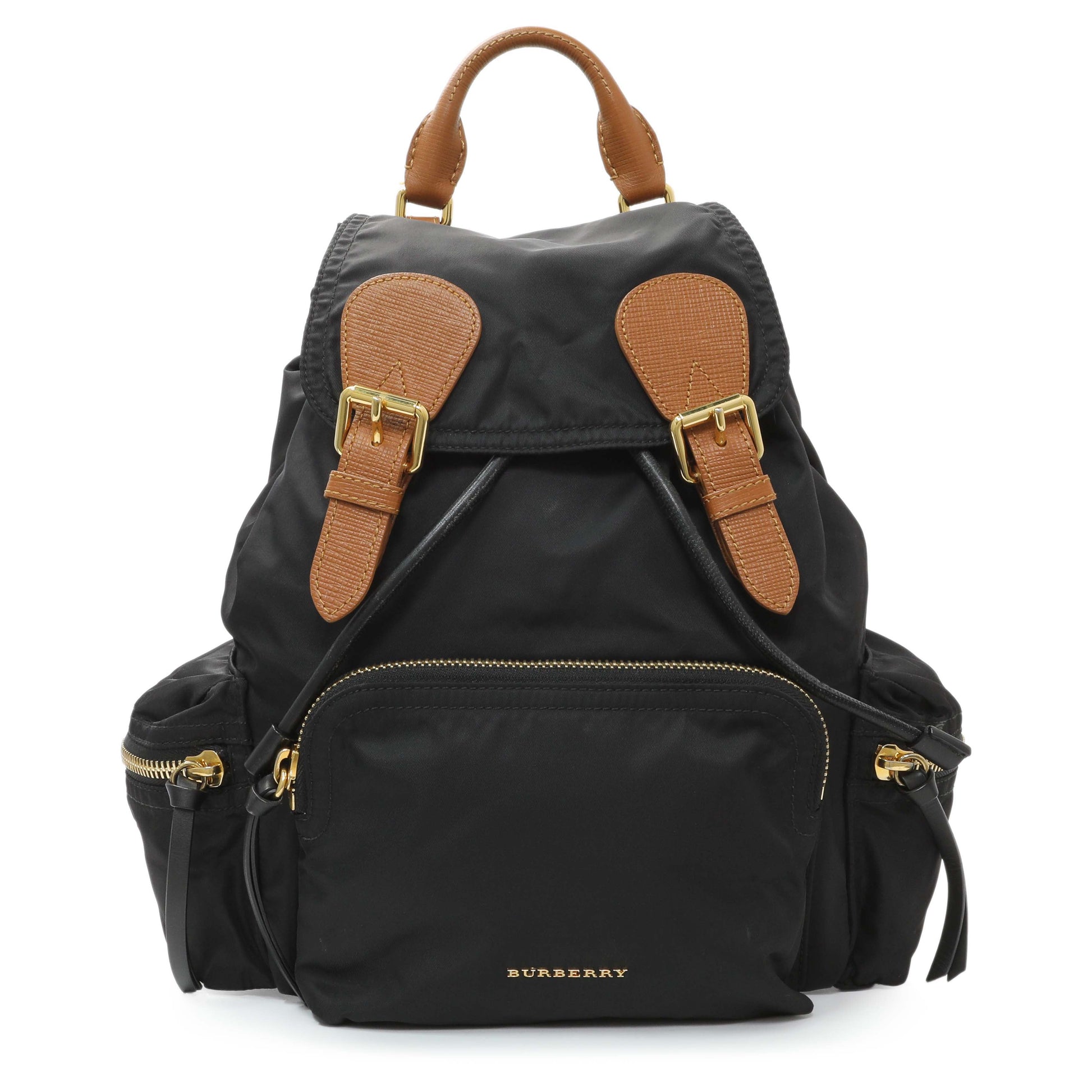 Exclusive Burberry Black Nylon Medium Rucksack — Front View