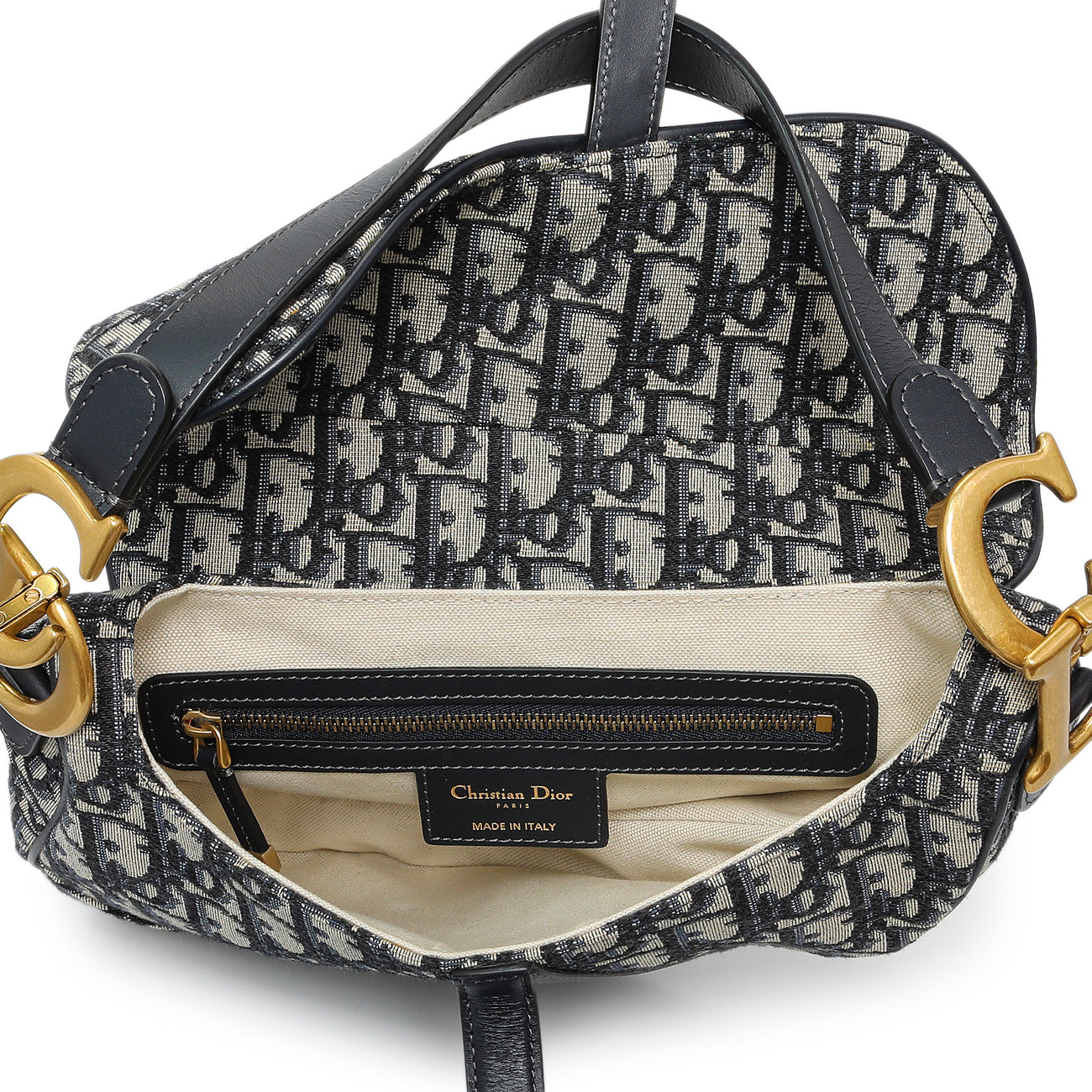 Exclusive Christian Dior Oblique Saddle Bag — Top View