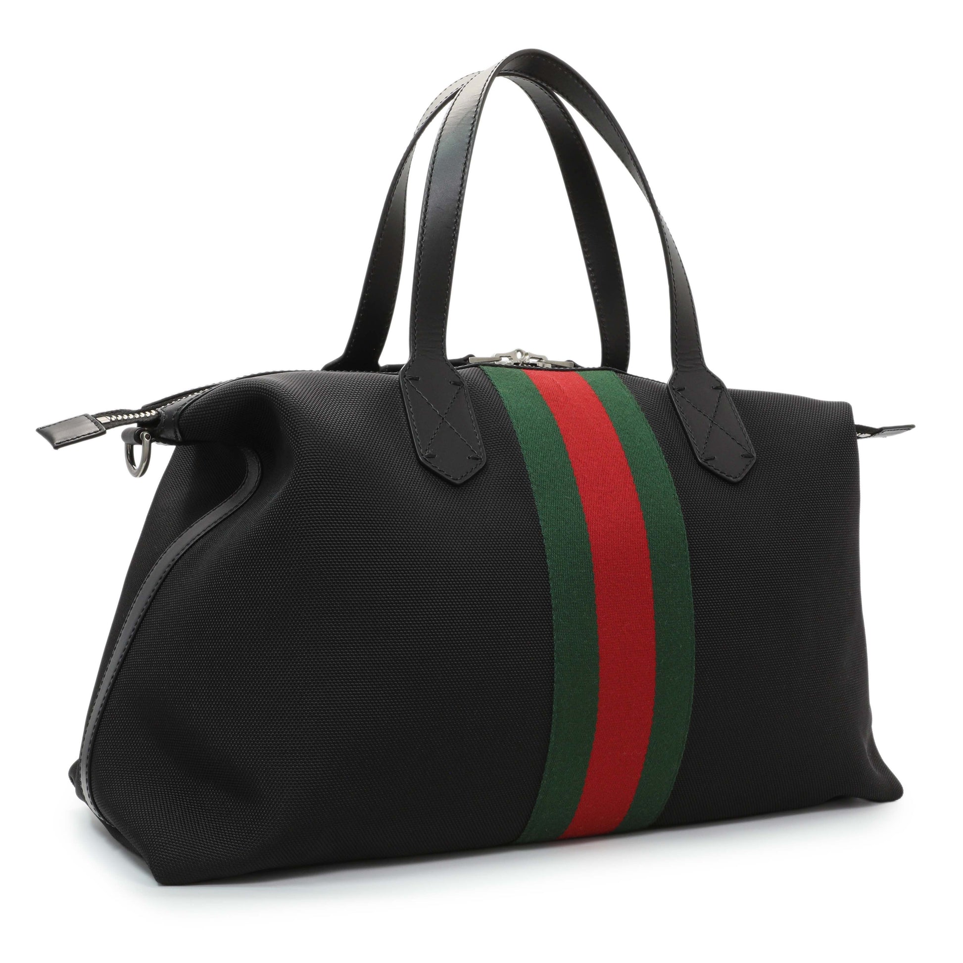 Exclusive Gucci Black Techno Canvas Web Duffle — Side View