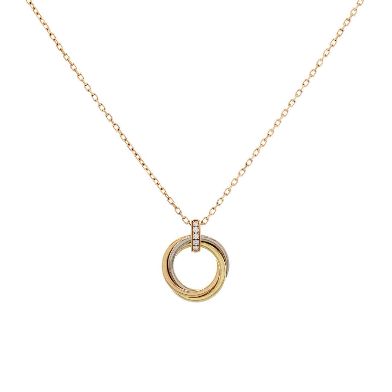 Exclusive Cartier 18K Diamond Trinity Pendant Necklace — Front View
