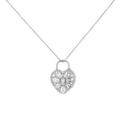 Exclusive Tiffany & Co. Sterling Silver Filigree Heart Lock & Key Necklace — Side View