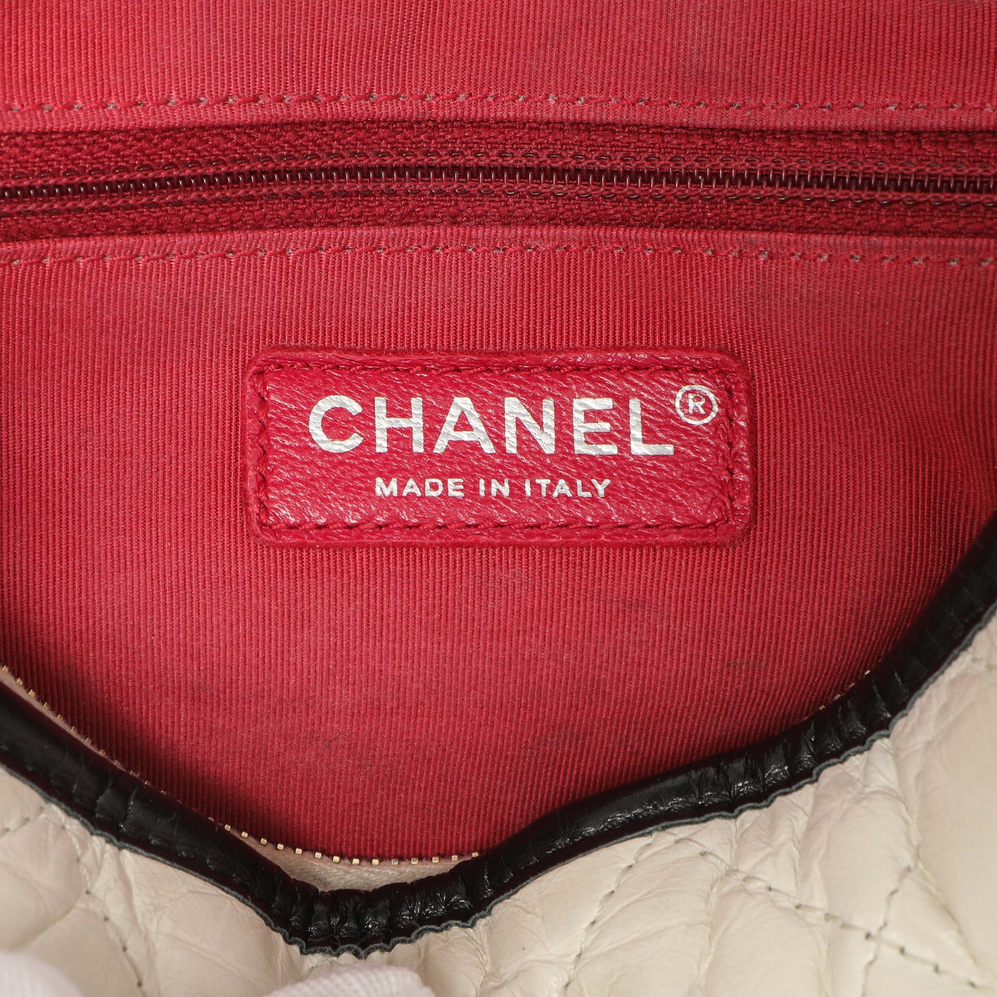 Exclusive Chanel White Black Aged Calfskin Medium Gabrielle Hobo — Alternate View 10