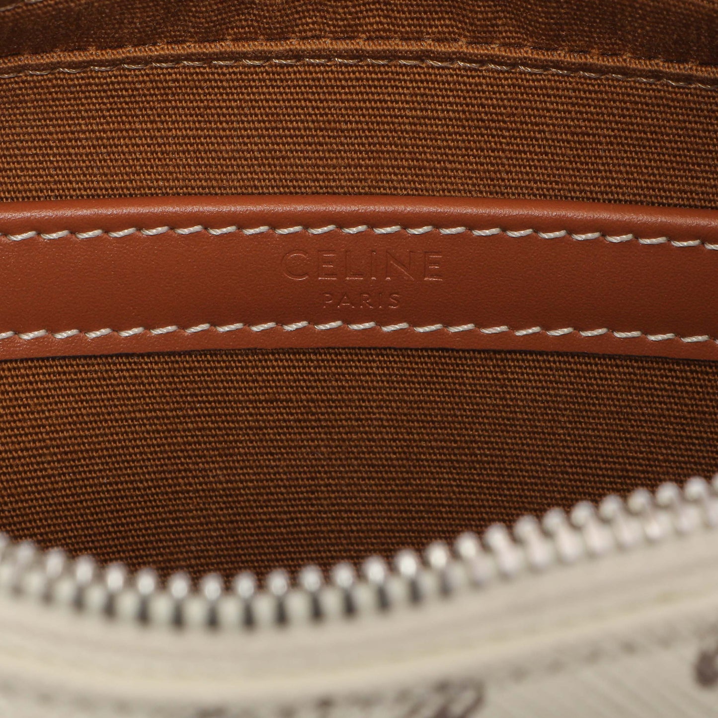 Exclusive Celine White Triomphe Canvas Small Messenger — Detail View