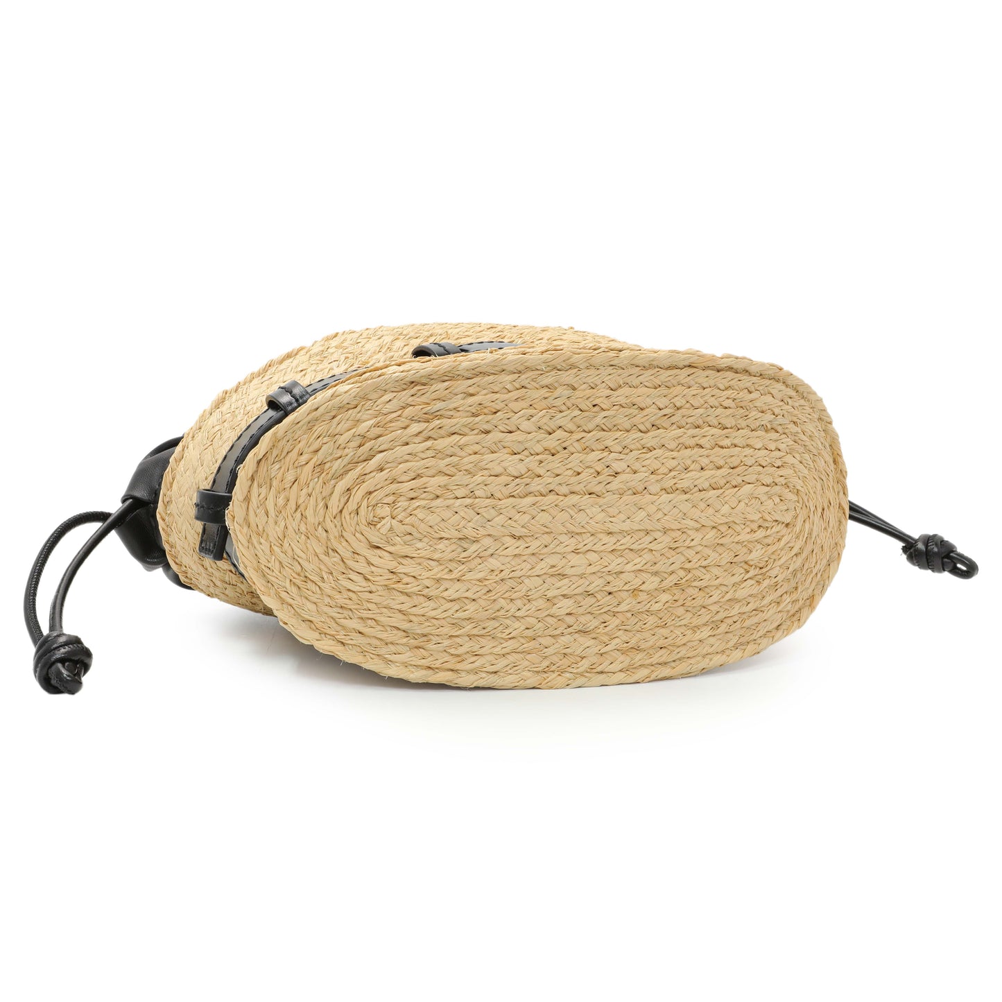 Exclusive Balmain Raffia Mini Shuffle Tote — Back View