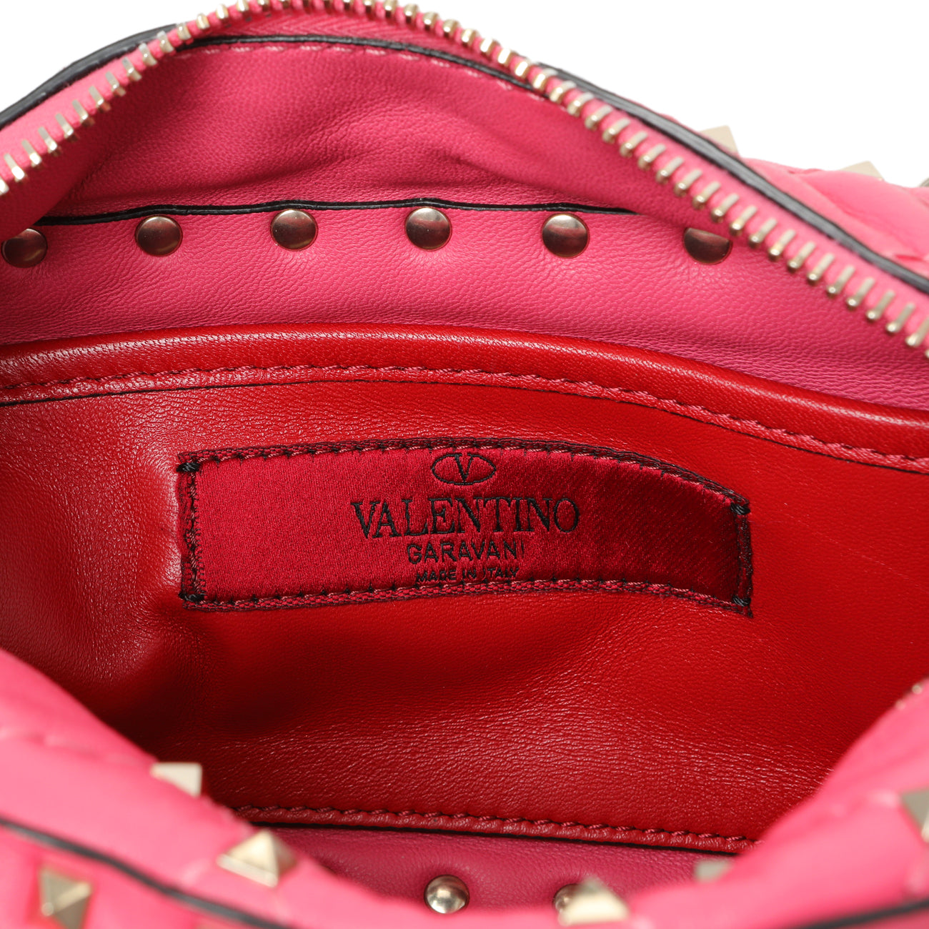 Exclusive Valentino Pink Nappa Rockstud Spike Camera Bag — Detail View