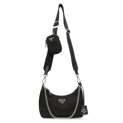 Exclusive Prada Black Nylon Re-Edition 2005 Shoulder Bag — Front View