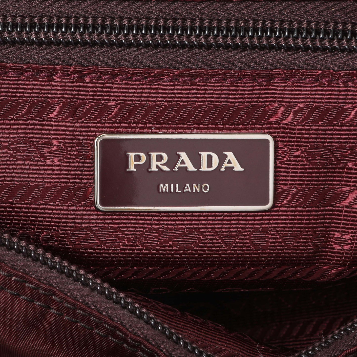Exclusive Prada Burgundy Tessuto Nylon Messenger Bag — Detail View