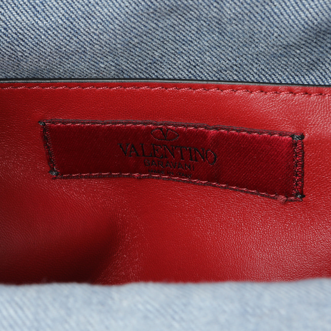 Exclusive Valentino Blue Denim Mini Rockstud Spike Backpack — Lifestyle View