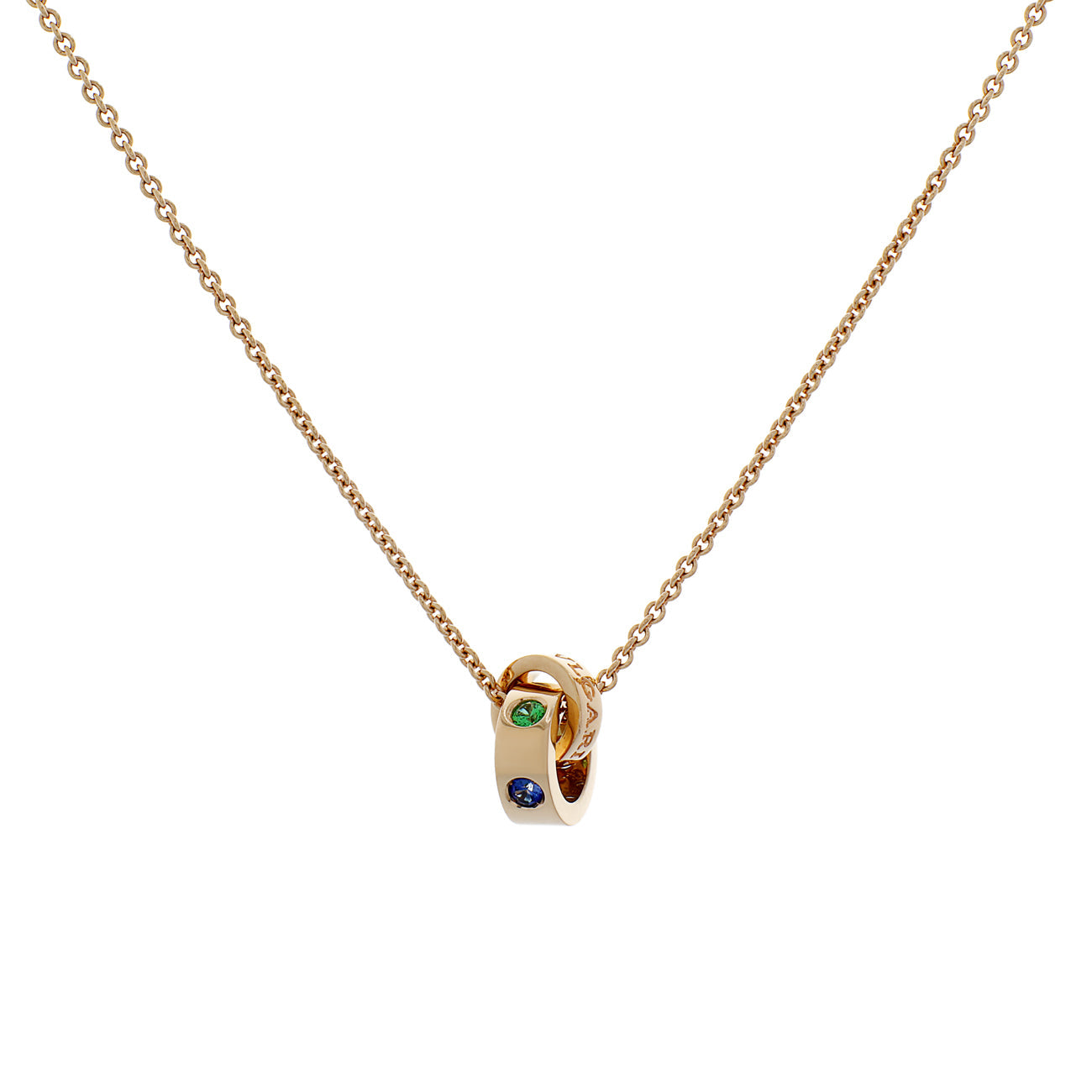 Exclusive Bulgari 18K Rose Gold Sapphire Tsavorite Roman Sorbets Pendant Necklace — Front View