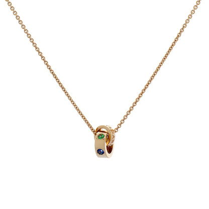 Exclusive Bulgari 18K Rose Gold Sapphire Tsavorite Roman Sorbets Pendant Necklace — Front View