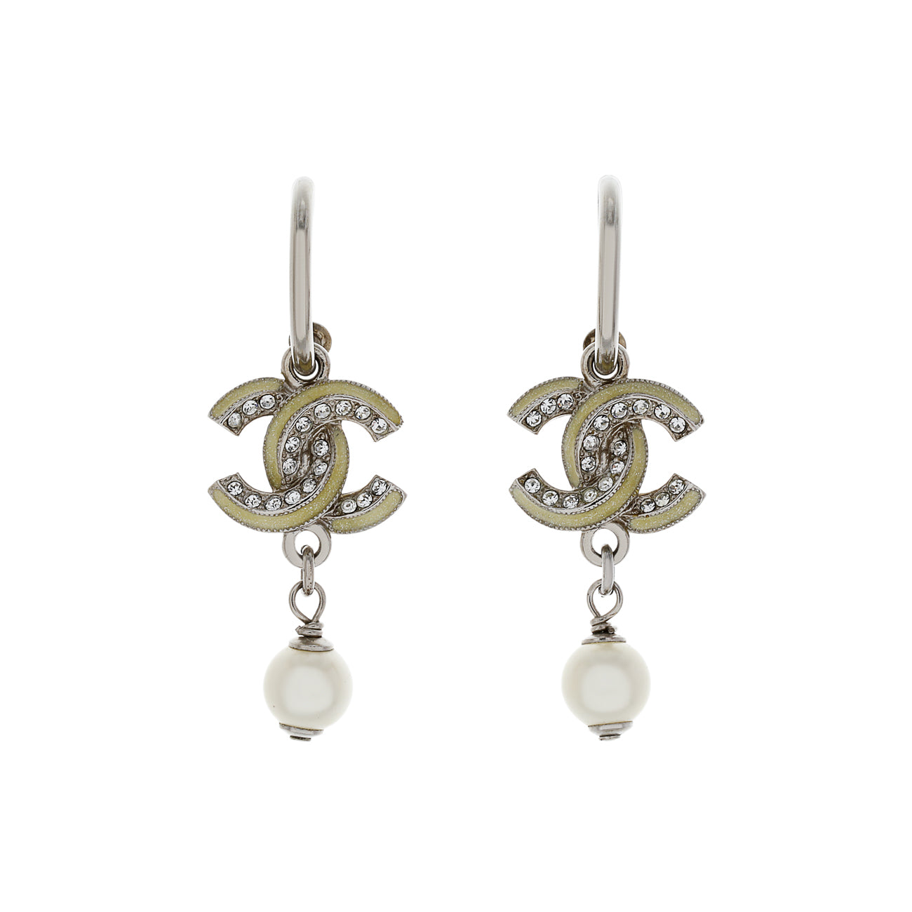 Exclusive Chanel Crystal CC Drop Earrings — Front View