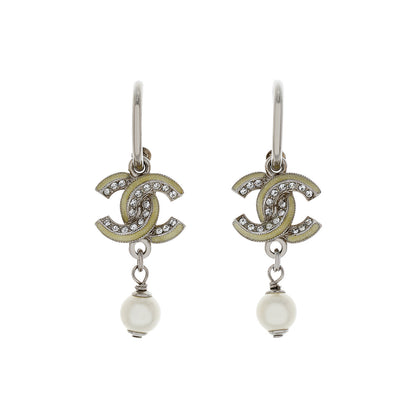 Exclusive Chanel Crystal CC Drop Earrings — Front View