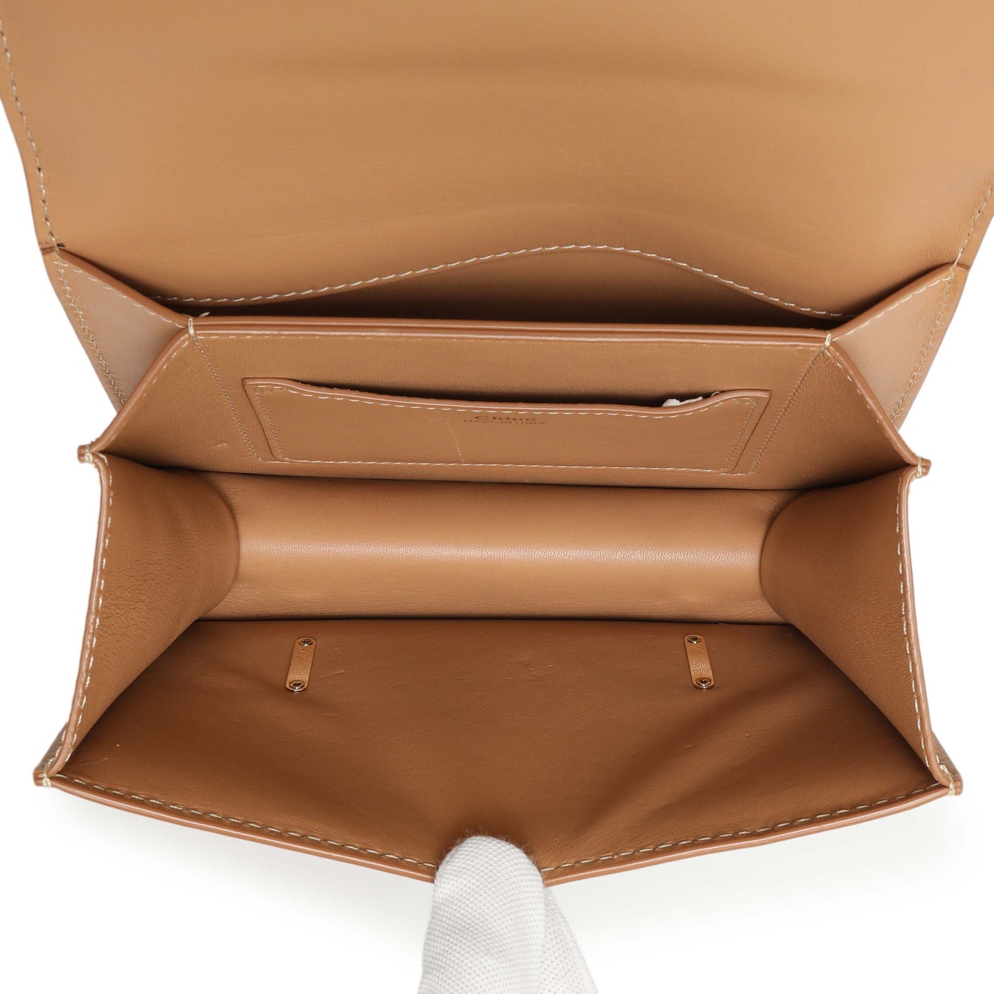 Exclusive Chloe Light Brown Calfskin Kattie Crossbody — Top View