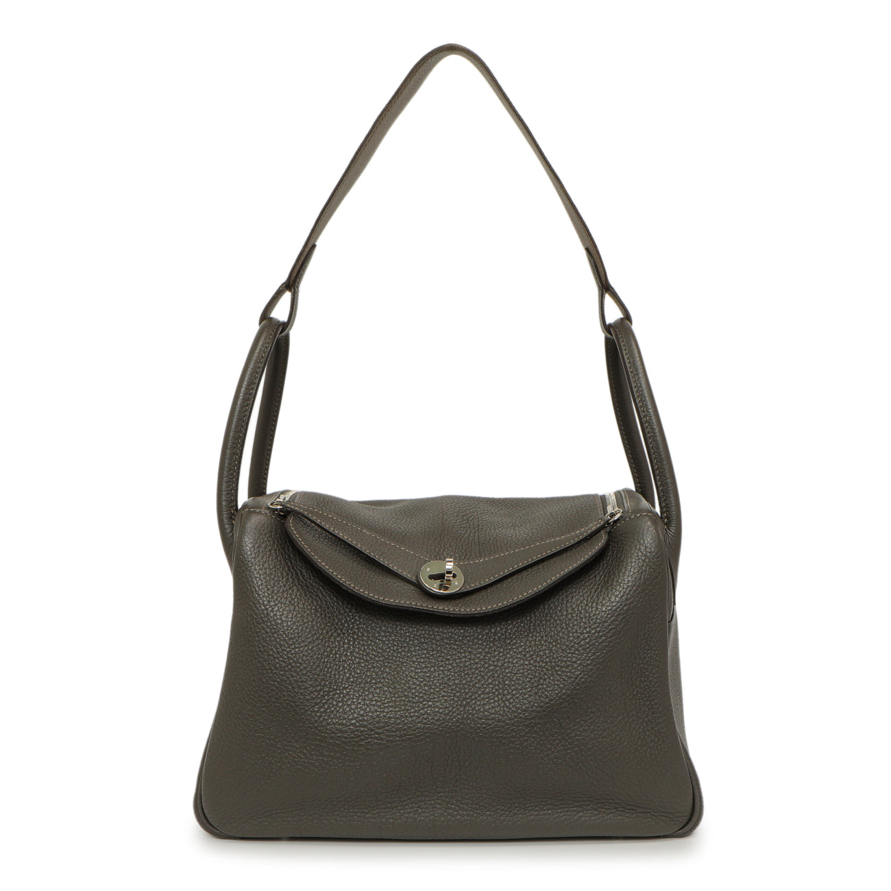 Exclusive Hermes Etain Etoupe Clemence Lindy 30 — Front View