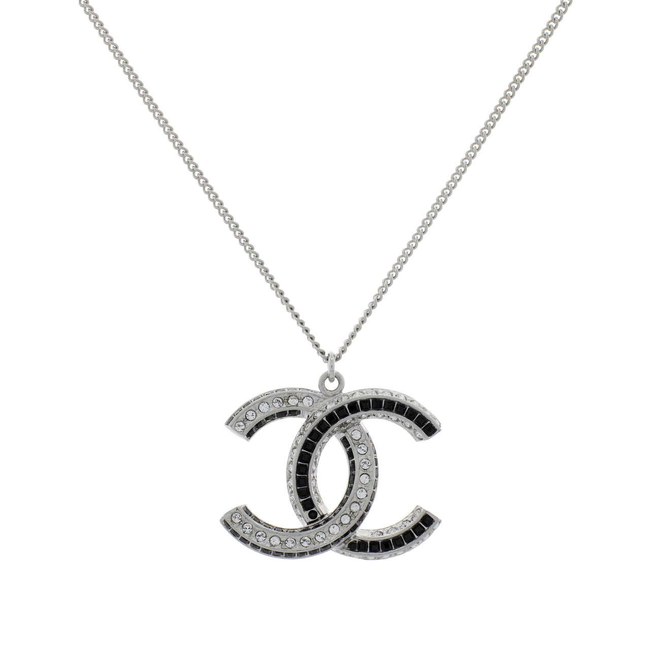 Exclusive Chanel CC Crystal Pendant Necklace — Front View