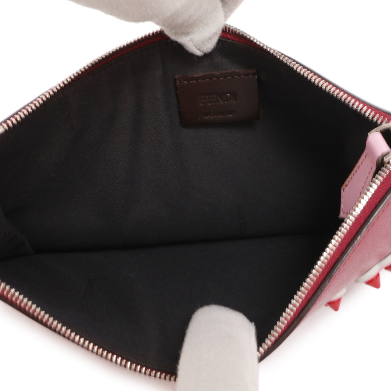 Exclusive Fendi Love Studded Vitello Liberty Zip Pouch — Top View