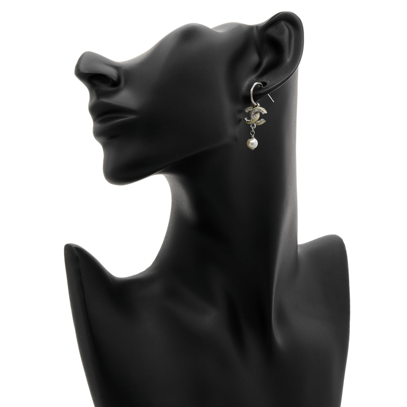 Exclusive Chanel Crystal CC Drop Earrings — Back View