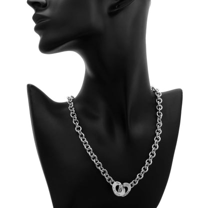 Exclusive Tiffany & Co. Sterling Silver Interlocking Circle Clasp Necklace — Side View