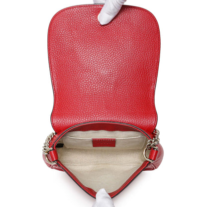 Exclusive Gucci Red Pebbled Calfskin Small Soho Flap Crossbody — Alternate View 12