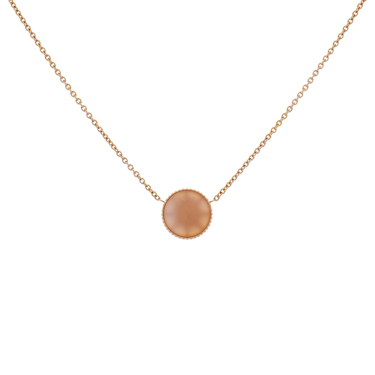 Exclusive Christian Dior 18K Rose Gold Diamond Pink Opal Rose des Vents Necklace — Side View