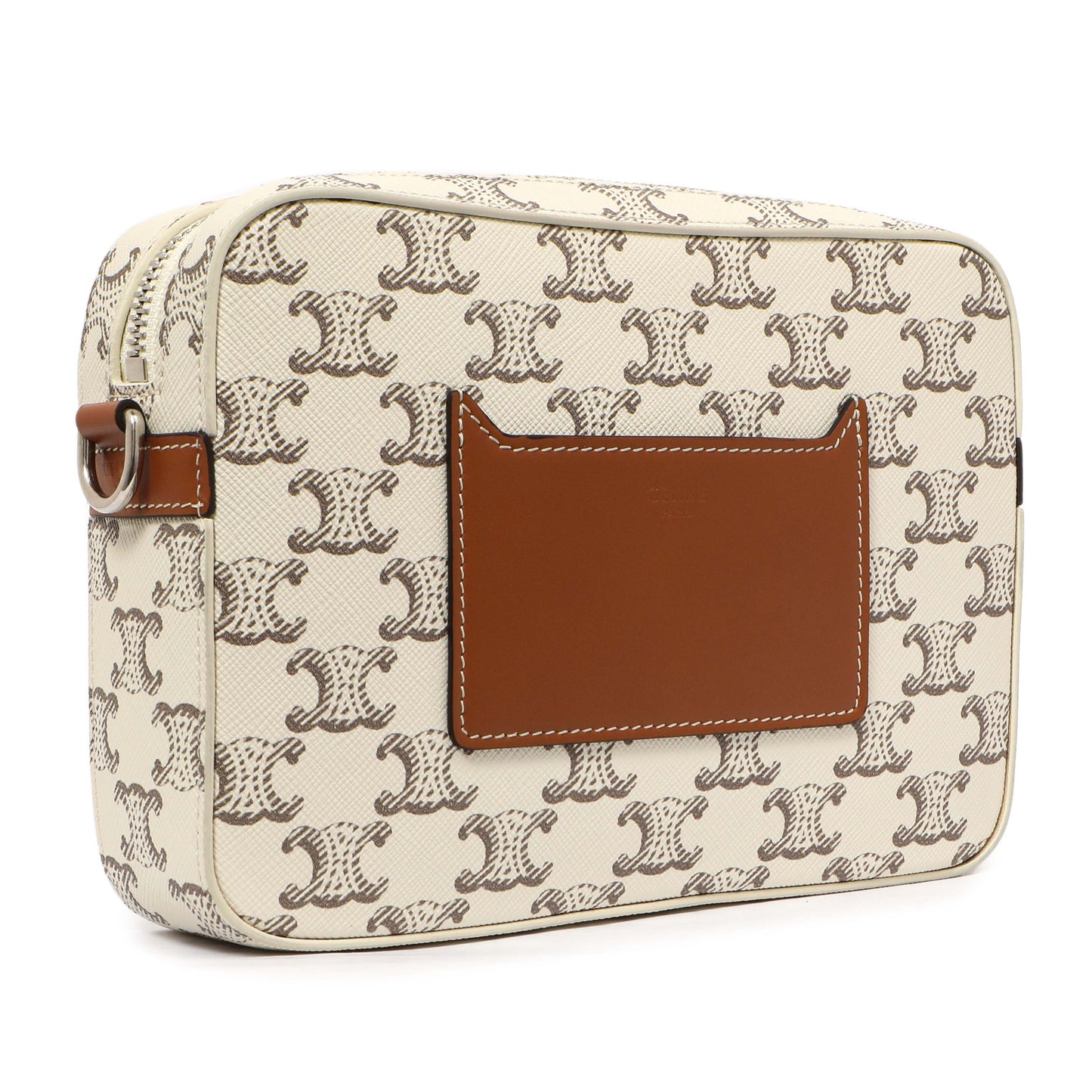Exclusive Celine White Triomphe Canvas Small Messenger — Side View