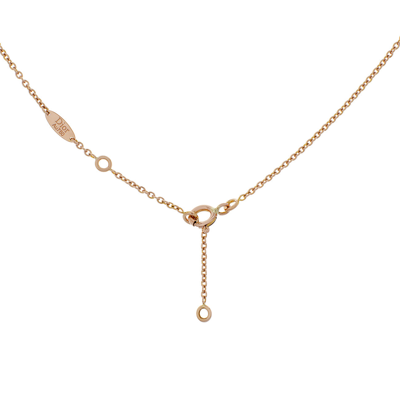 Exclusive Christian Dior 18K Rose Gold Diamond Pink Opal Rose des Vents Necklace — Back View