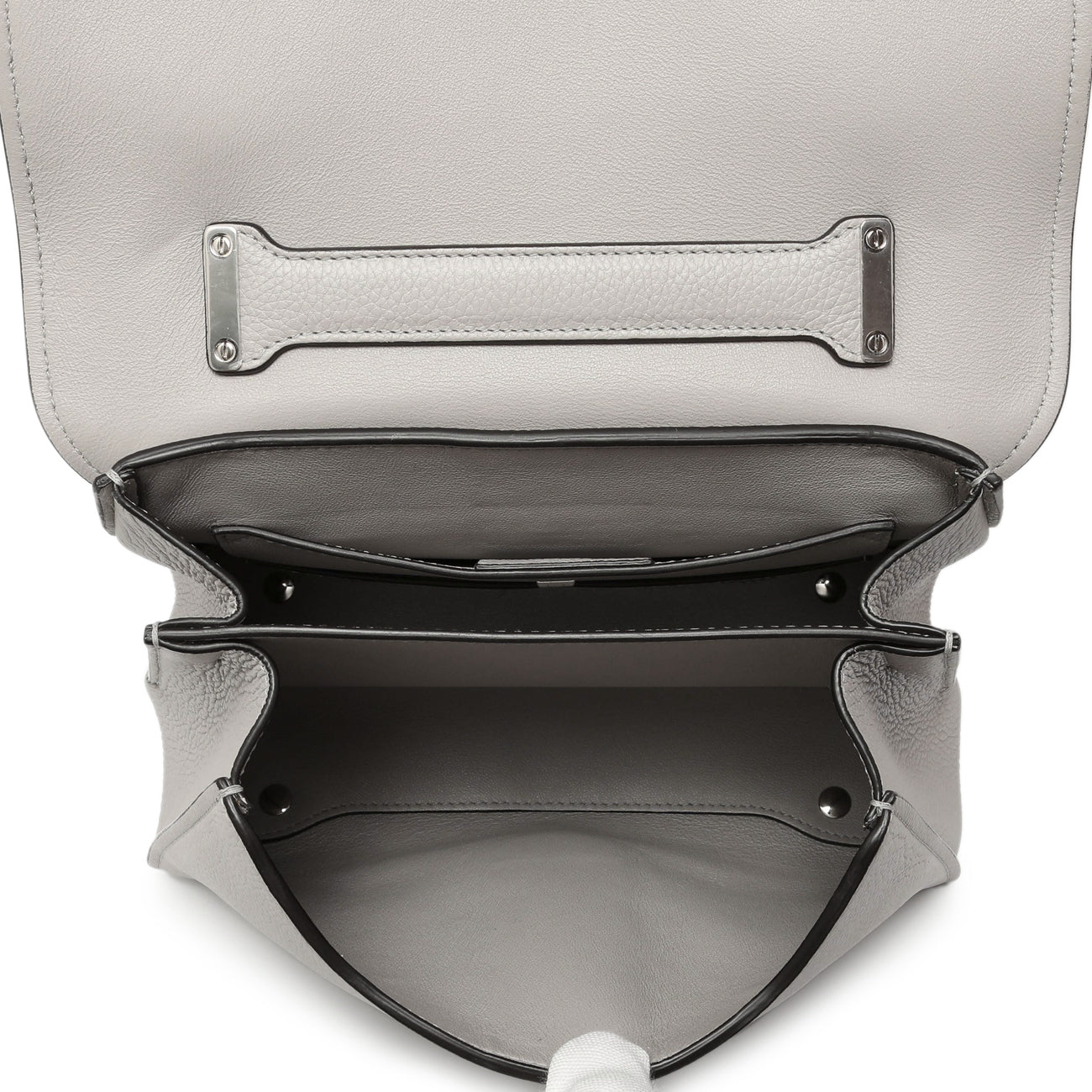 Exclusive Salvatore Ferragamo Grey Calfskin Small Margot Top Handle — Top View
