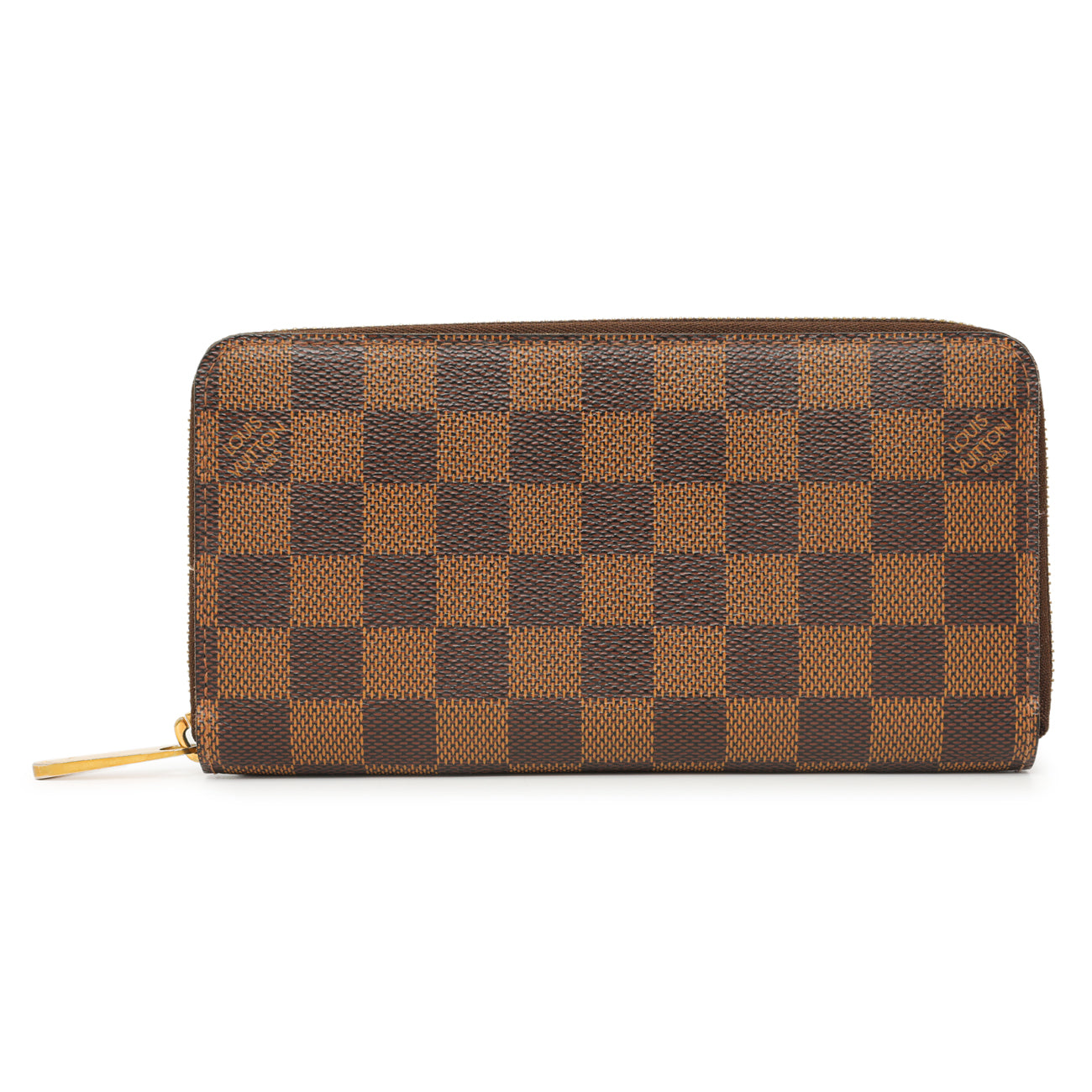 Exclusive Louis Vuitton Damier Ebene Zippy Wallet — Front View