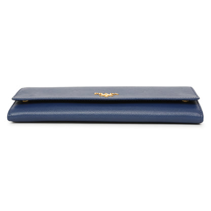 Exclusive Prada Blue Saffiano Chain Wallet — Back View